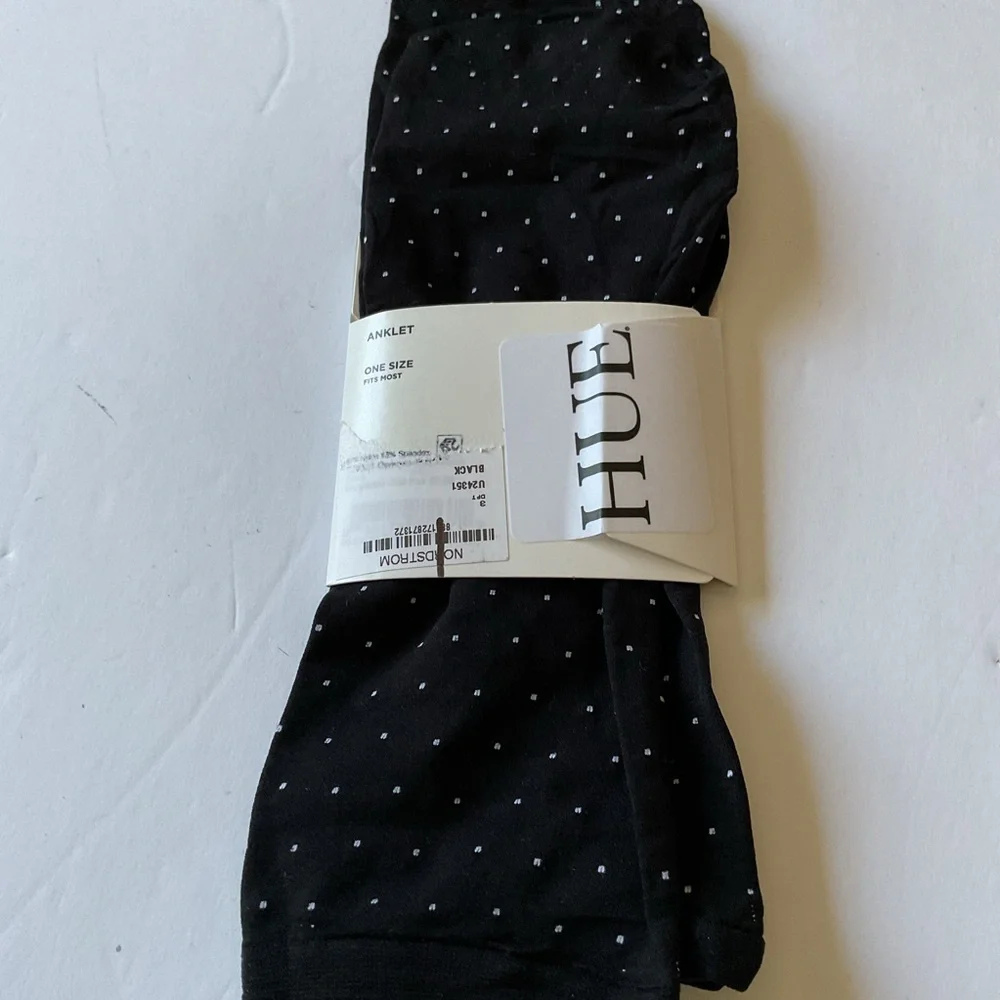 HUE ULTIMATE OPAQUE WOMENS ANKLET ANKLE SOCKS NAVY WITH WHITE POLKA DOT OS NWT